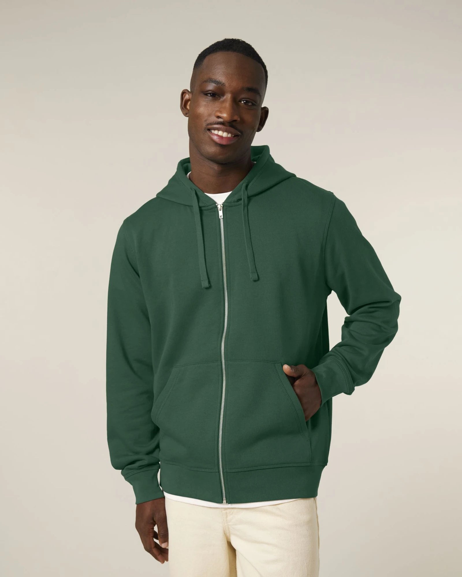 Sweatshirt zippbar Stanley/Stella zum Personalisieren - Flaschengrün