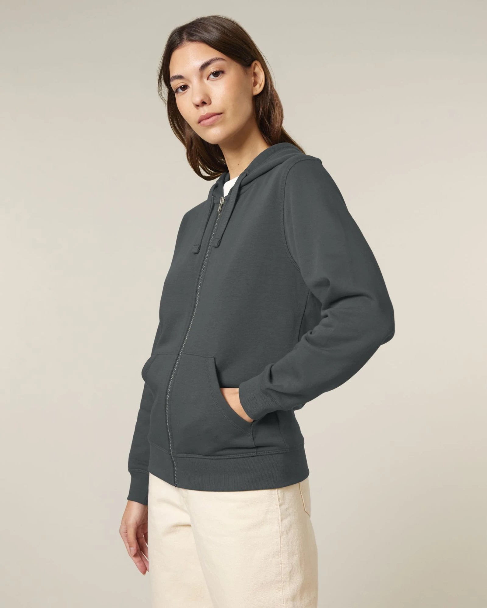 Sweatshirt zippbar Stanley/Stella zum Personalisieren - Anthrazit