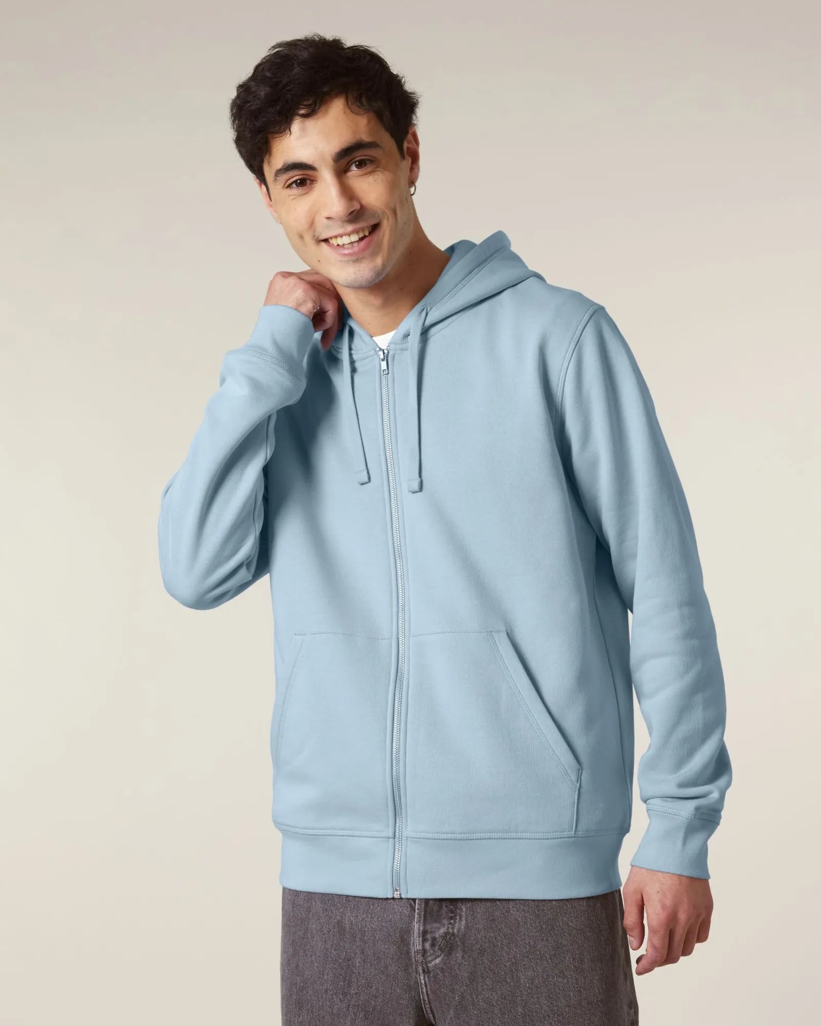 Sweatshirt zippbar Stanley/Stella zum Personalisieren - Himmelblau