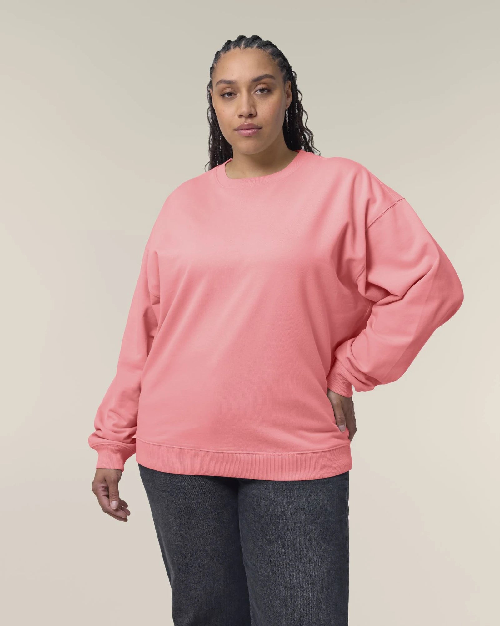 Sweatshirt Bio-Baumwolle Stanley/Stella Radder 2.0 zum Personalisieren - Rosa Freude