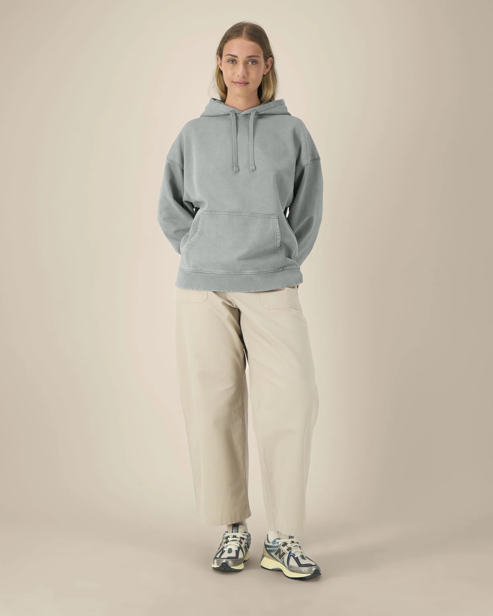 Hoodie Oversized Bio-Baumwolle Stanley/Stella Slammer 2.0 zum Personalisieren - G. Gefärbtes Nebelgrau