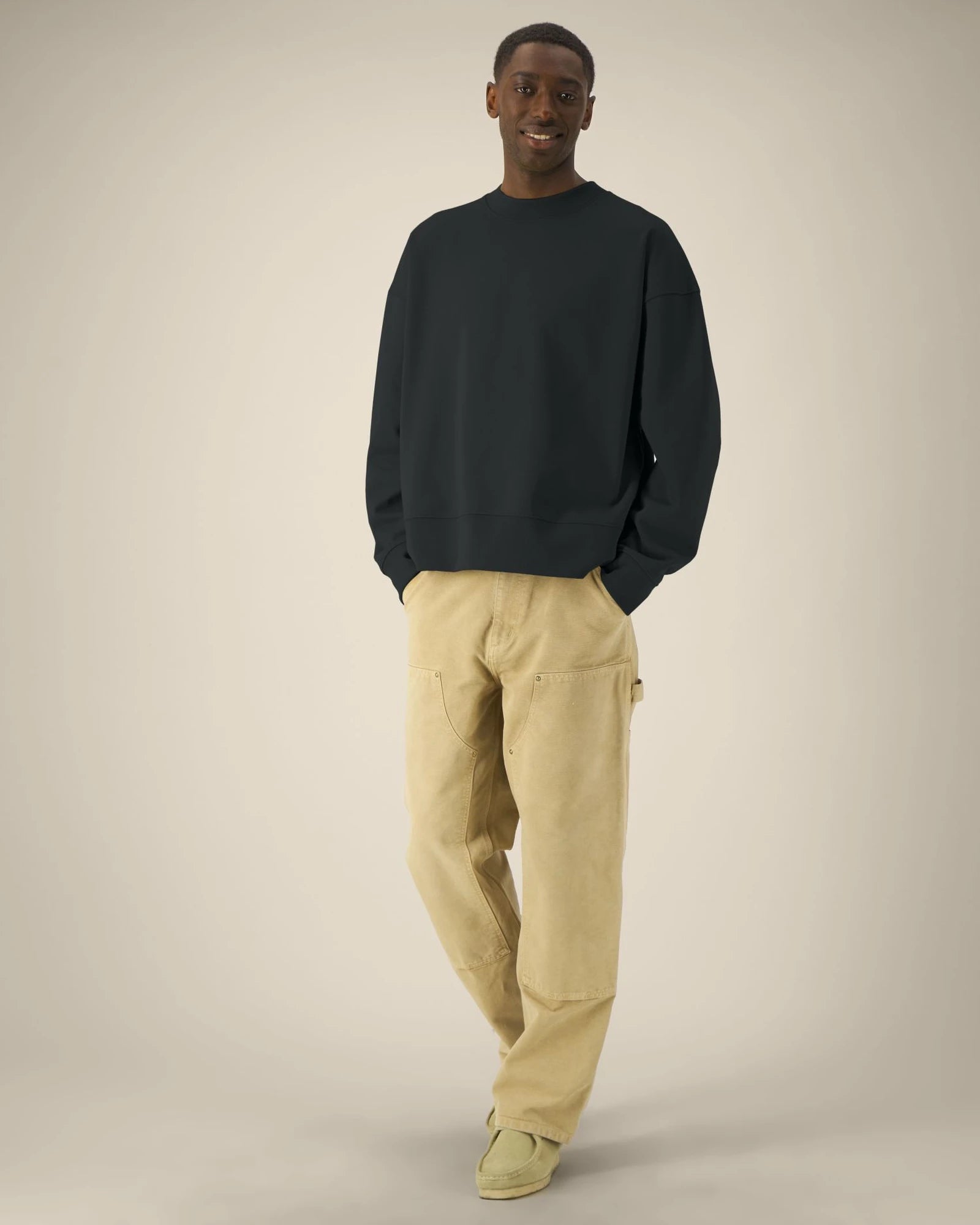 Sweatshirt Boxy aus Bio-Baumwolle Stanley/Stella zum Personalisieren - Schwarz