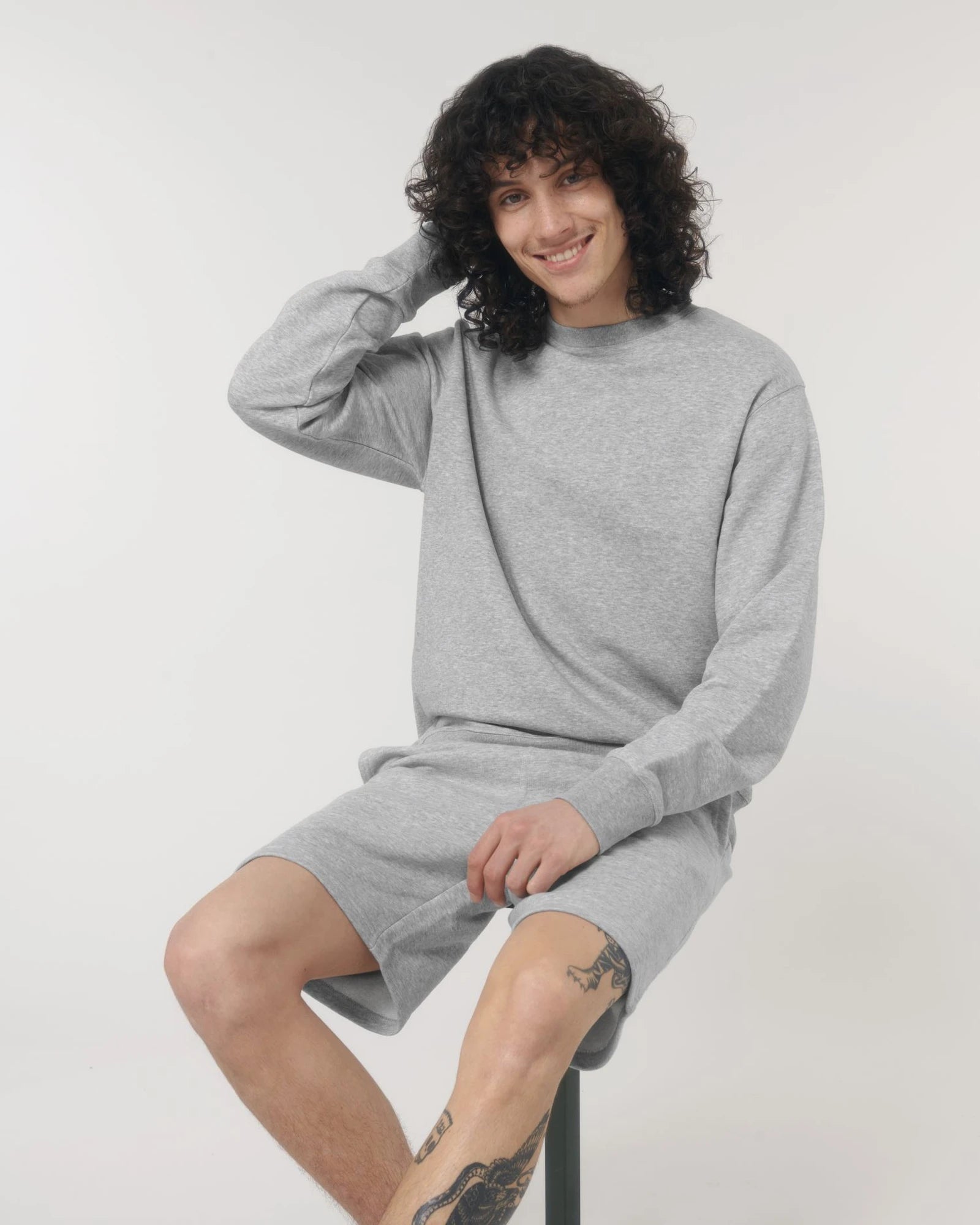 Sweatshirt Bio-Baumwolle Stanley/Stella Matcher zum Personalisieren - Mélange Grau