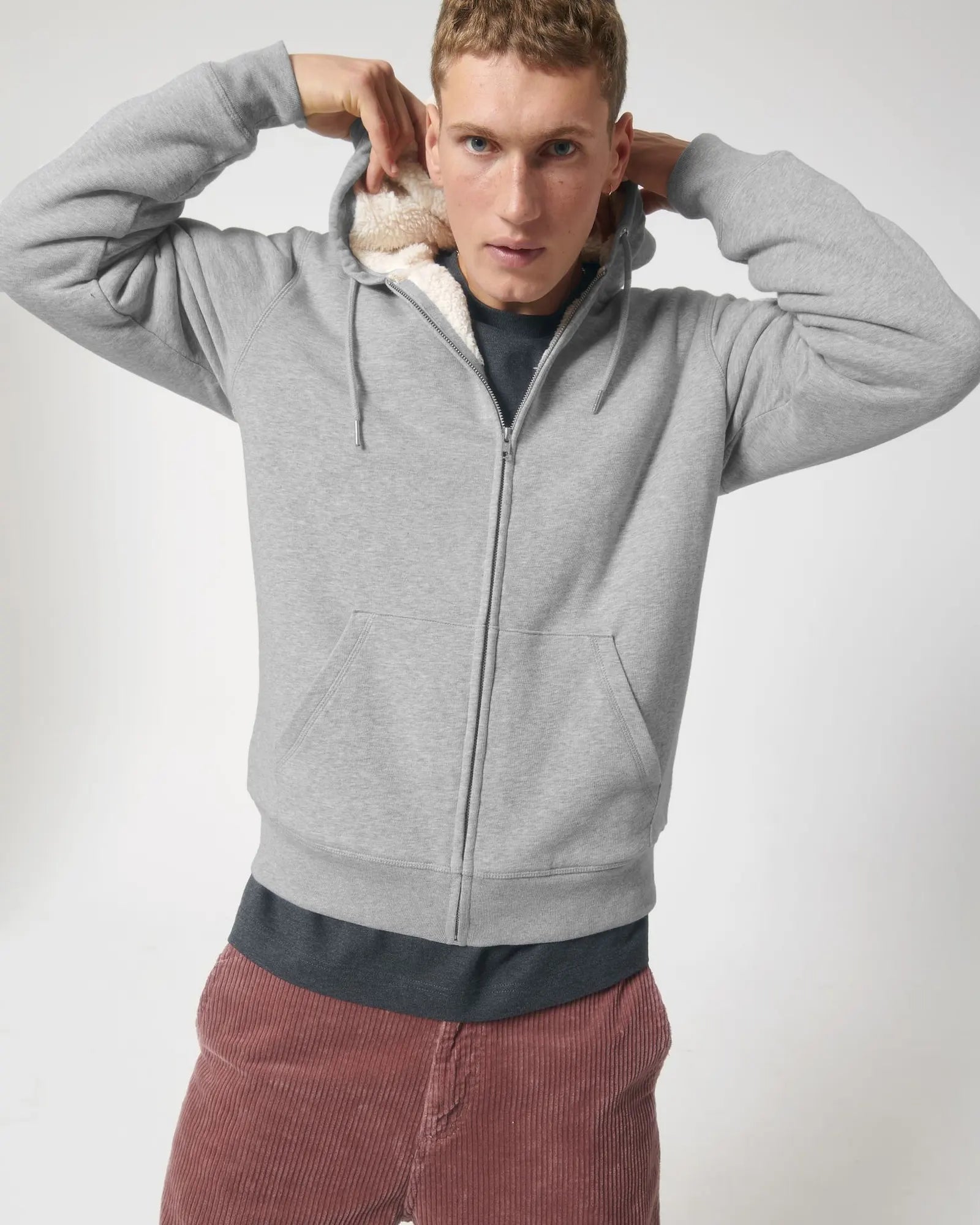 Sweatshirt zippbar Bio-Baumwolle Stanley/Stella Hygger zum Personalisieren - Mélange Grau