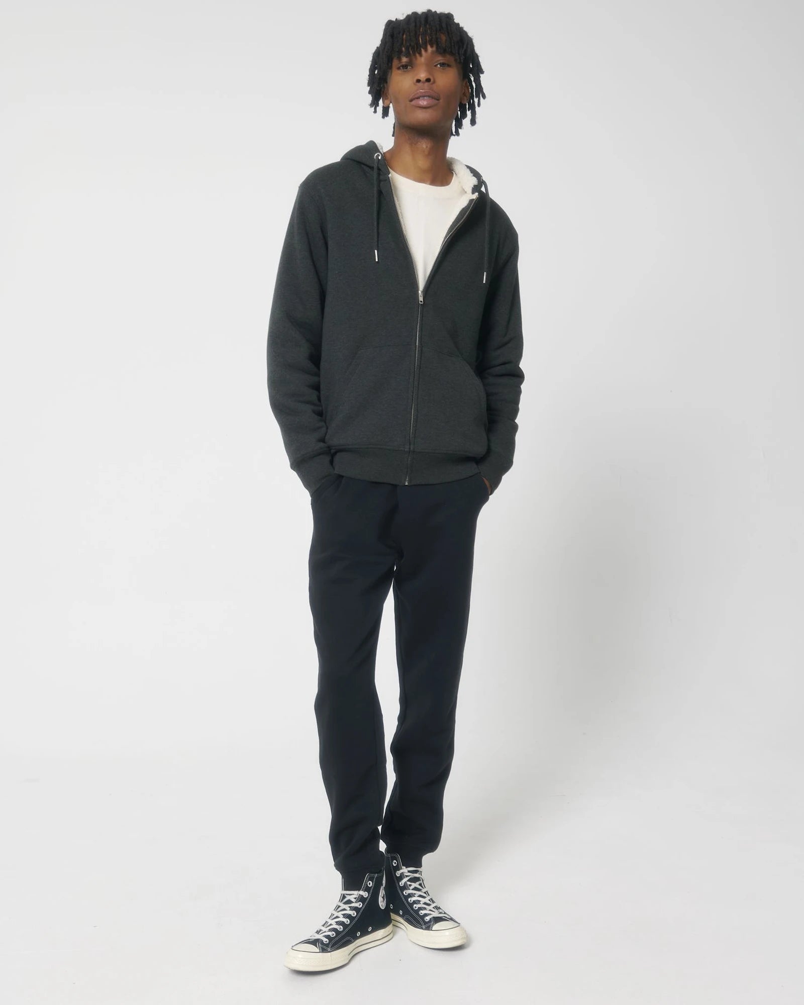 Sweatshirt zippbar Bio-Baumwolle Stanley/Stella Hygger zum Personalisieren - Dunkel Heather Grau