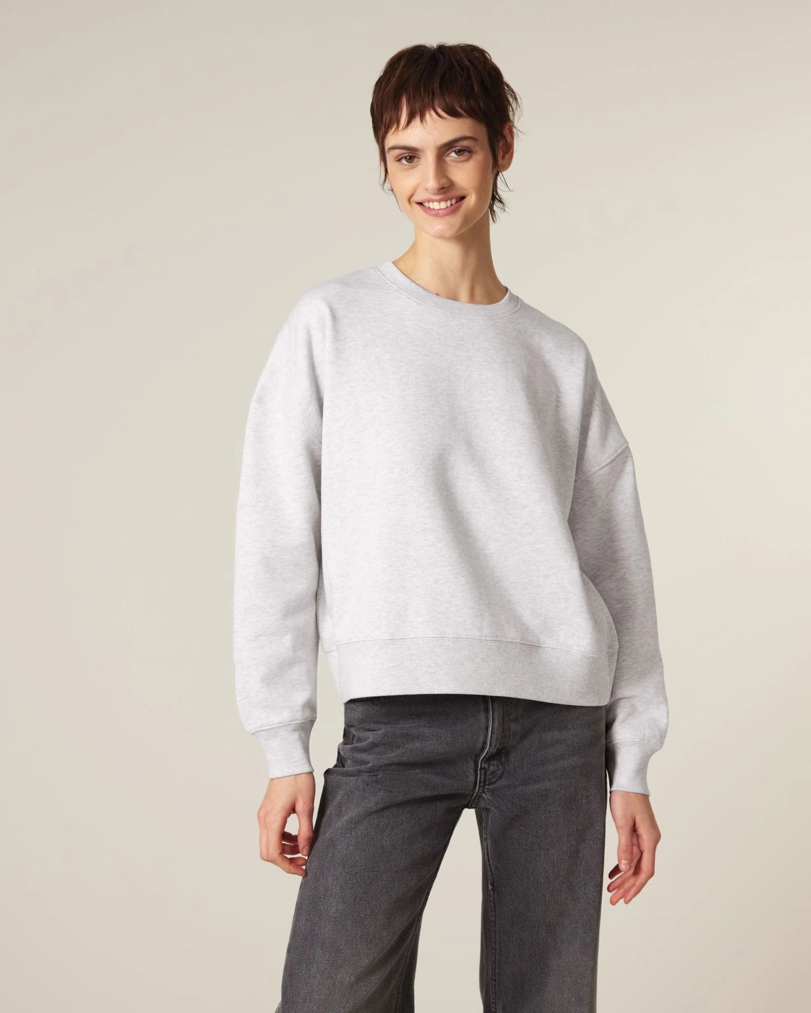 Sweatshirt Bio-Baumwolle Stanley/Stella Alma zum Personalisieren - Kühles Melange Grau