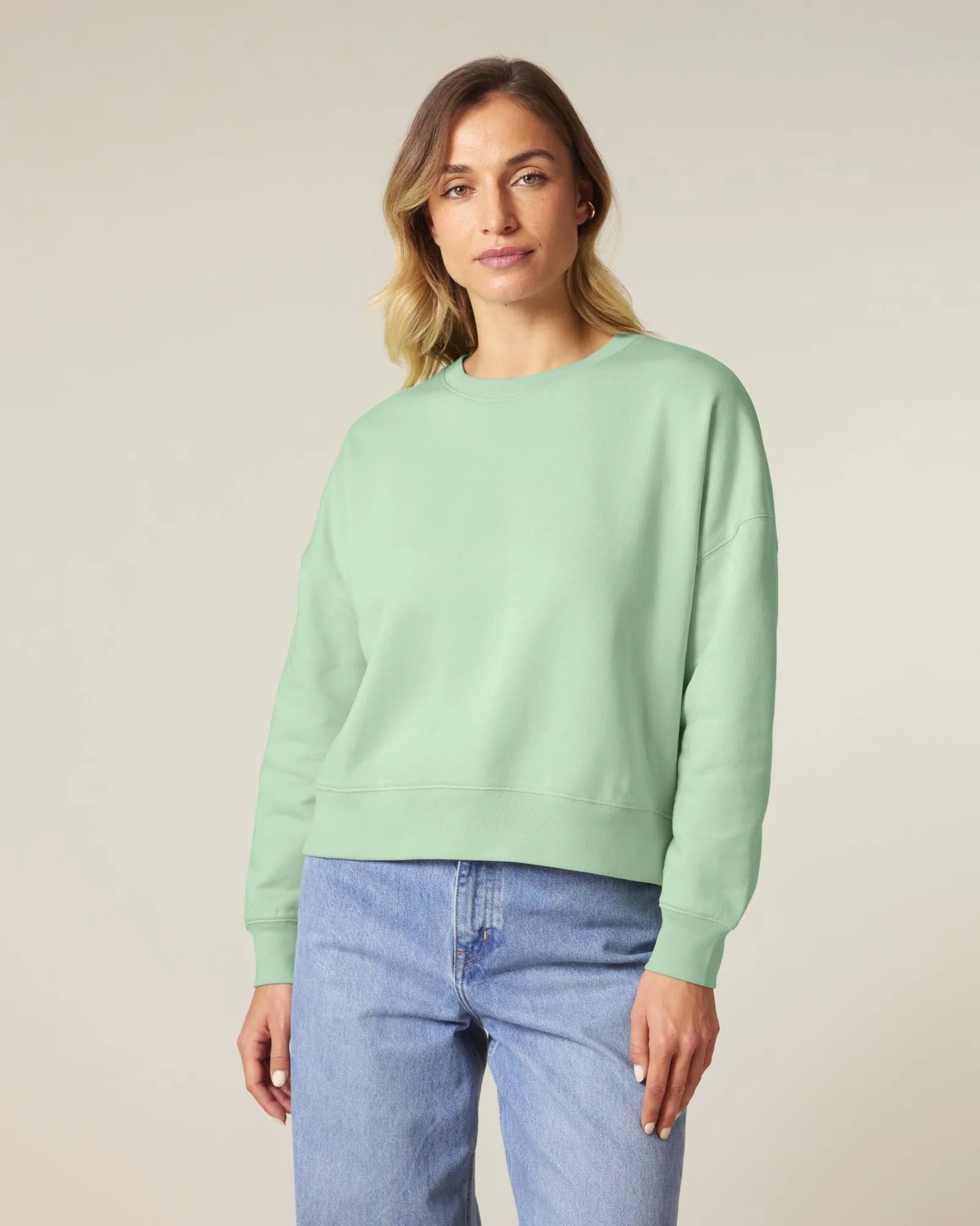 Sweatshirt Bio-Baumwolle Stanley/Stella Alma zum Personalisieren - Nebel Jade