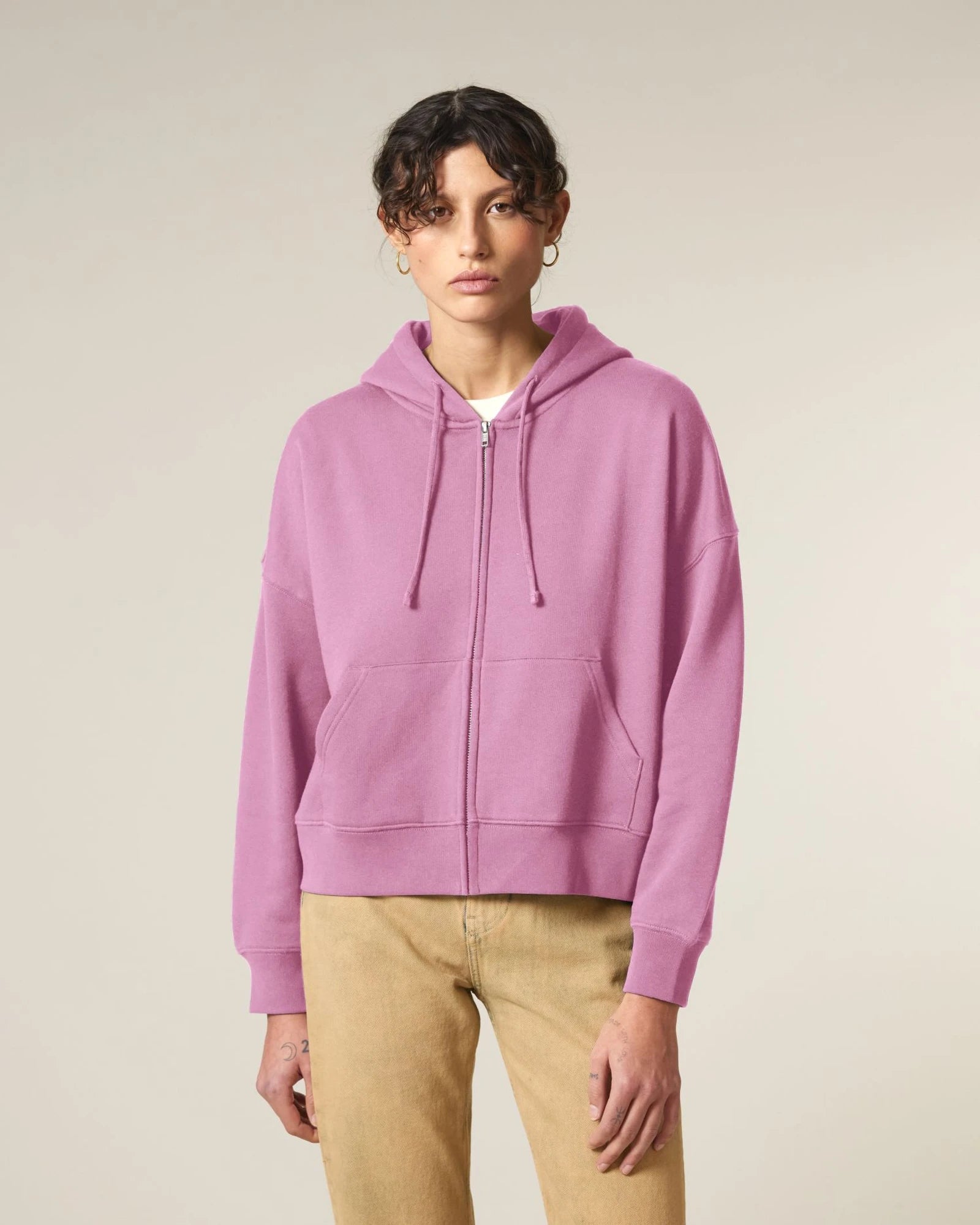 Sweatshirt zippbar Bio-Baumwolle Stanley/Stella Ida zum Personalisieren - Blasenkreide