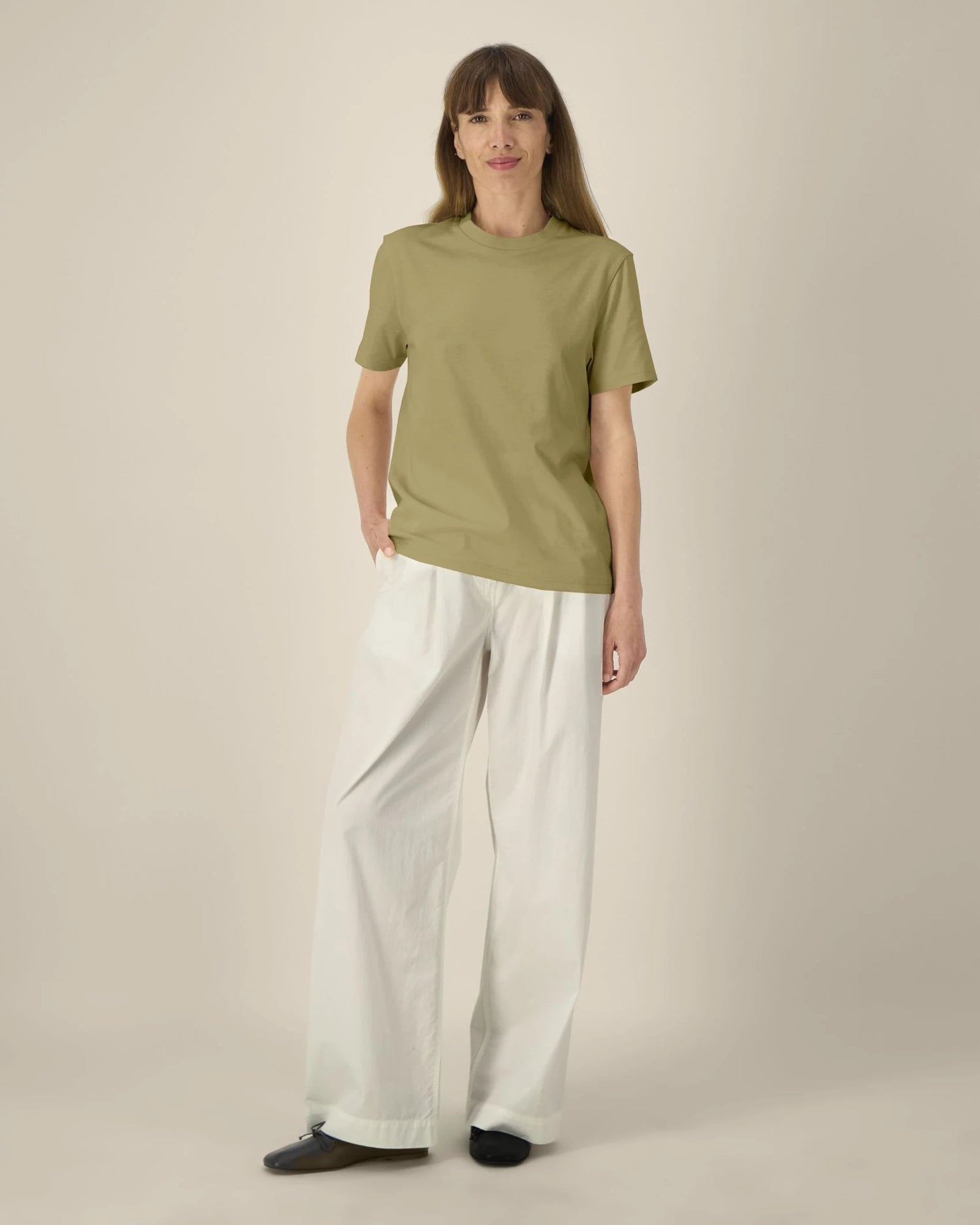 T-Shirt Bio-Baumwolle Stanley/Stella Creator 2.0 zum Personalisieren - Verblasstes Oliv