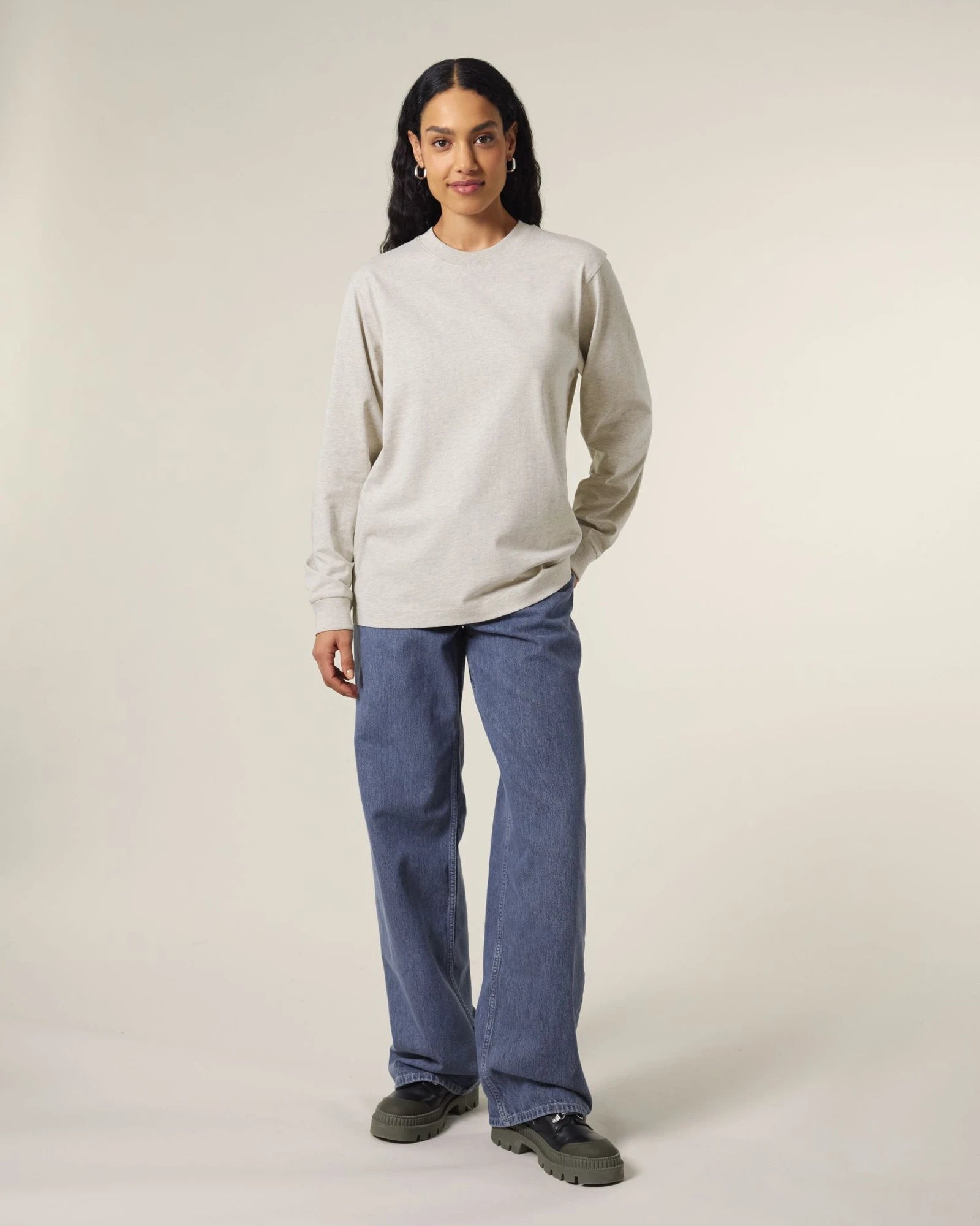 T-Shirt langarm Bio-Baumwolle Stanley/Stella Freestyler zum Personalisieren - Heather Haze
