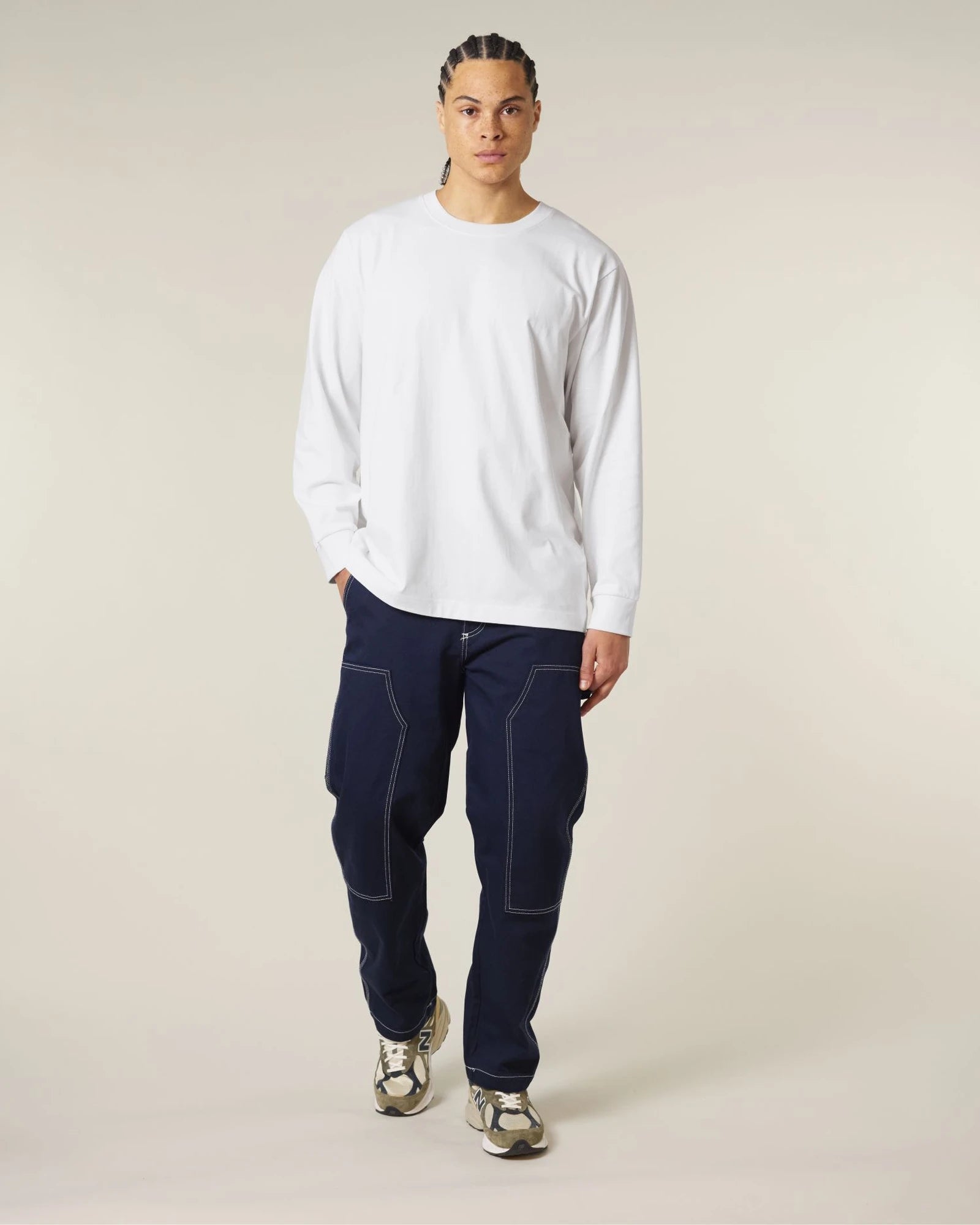 T-Shirt langarm Bio-Baumwolle Stanley/Stella Freestyler zum Personalisieren - Weiß