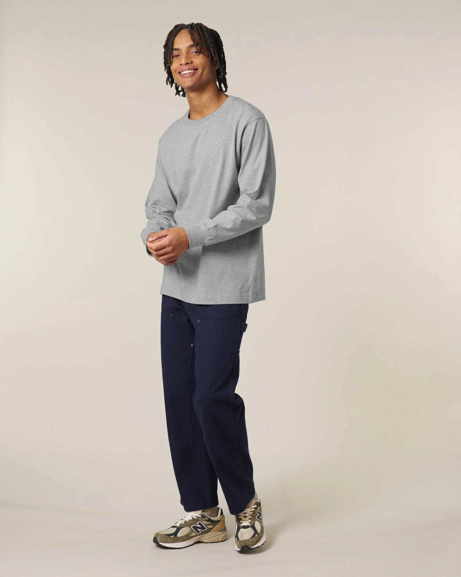 T-Shirt langarm Bio-Baumwolle Stanley/Stella Freestyler zum Personalisieren - Mélange Grau