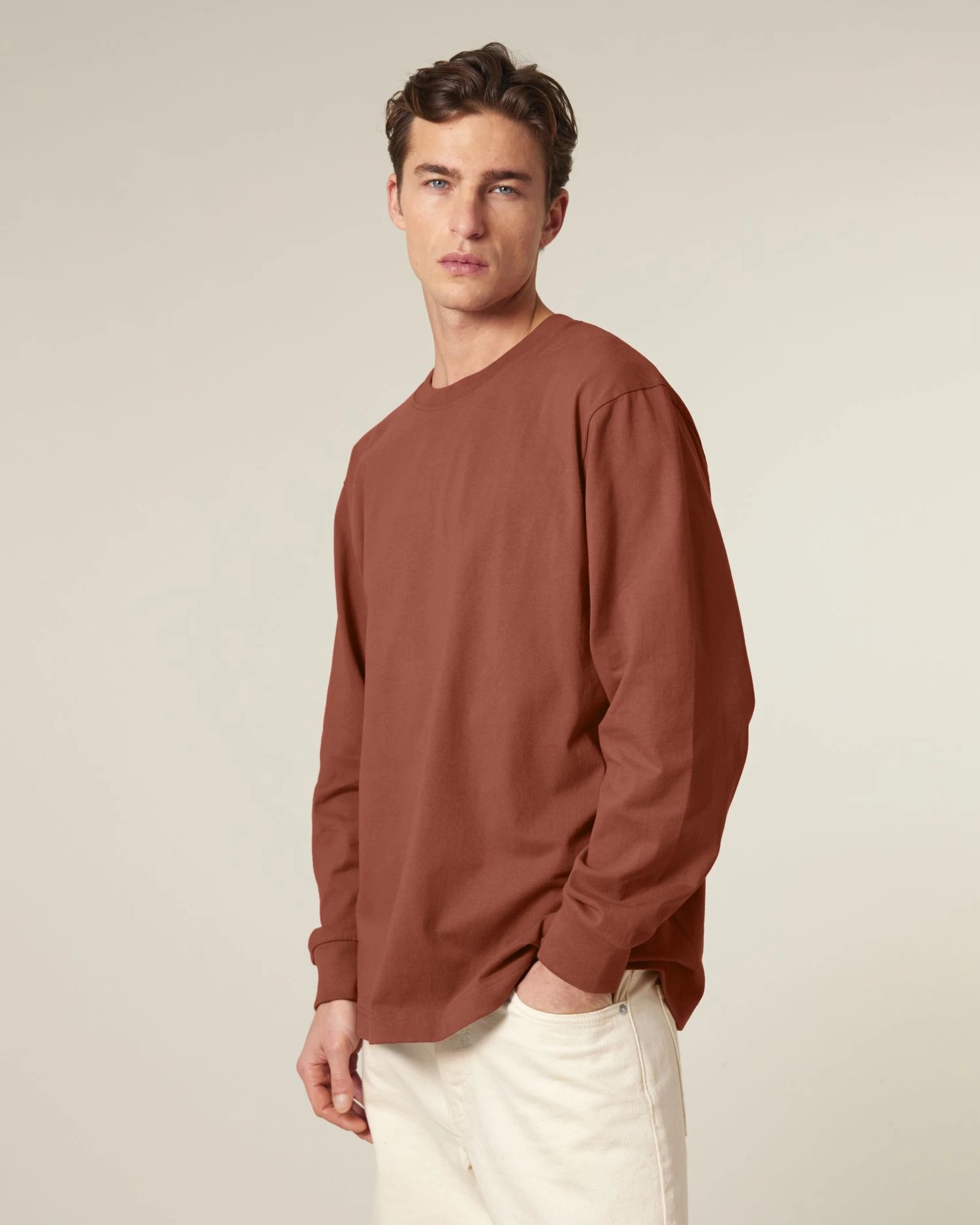 T-Shirt langarm Bio-Baumwolle Stanley/Stella Freestyler zum Personalisieren - Heritage Brown