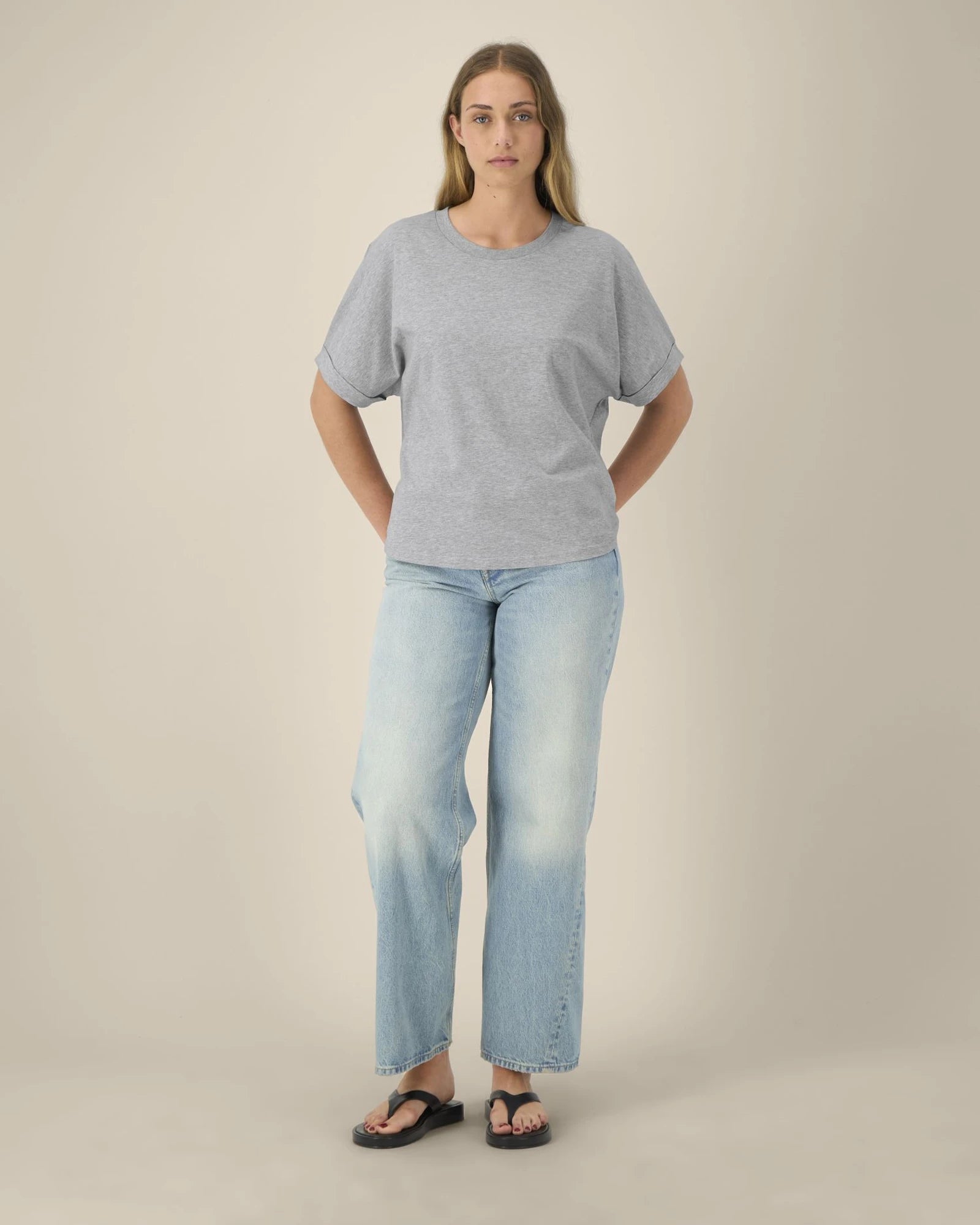 T-Shirt Oversized Bio-Baumwolle Stanley/Stella Collider zum Personalisieren - Mélange Grau