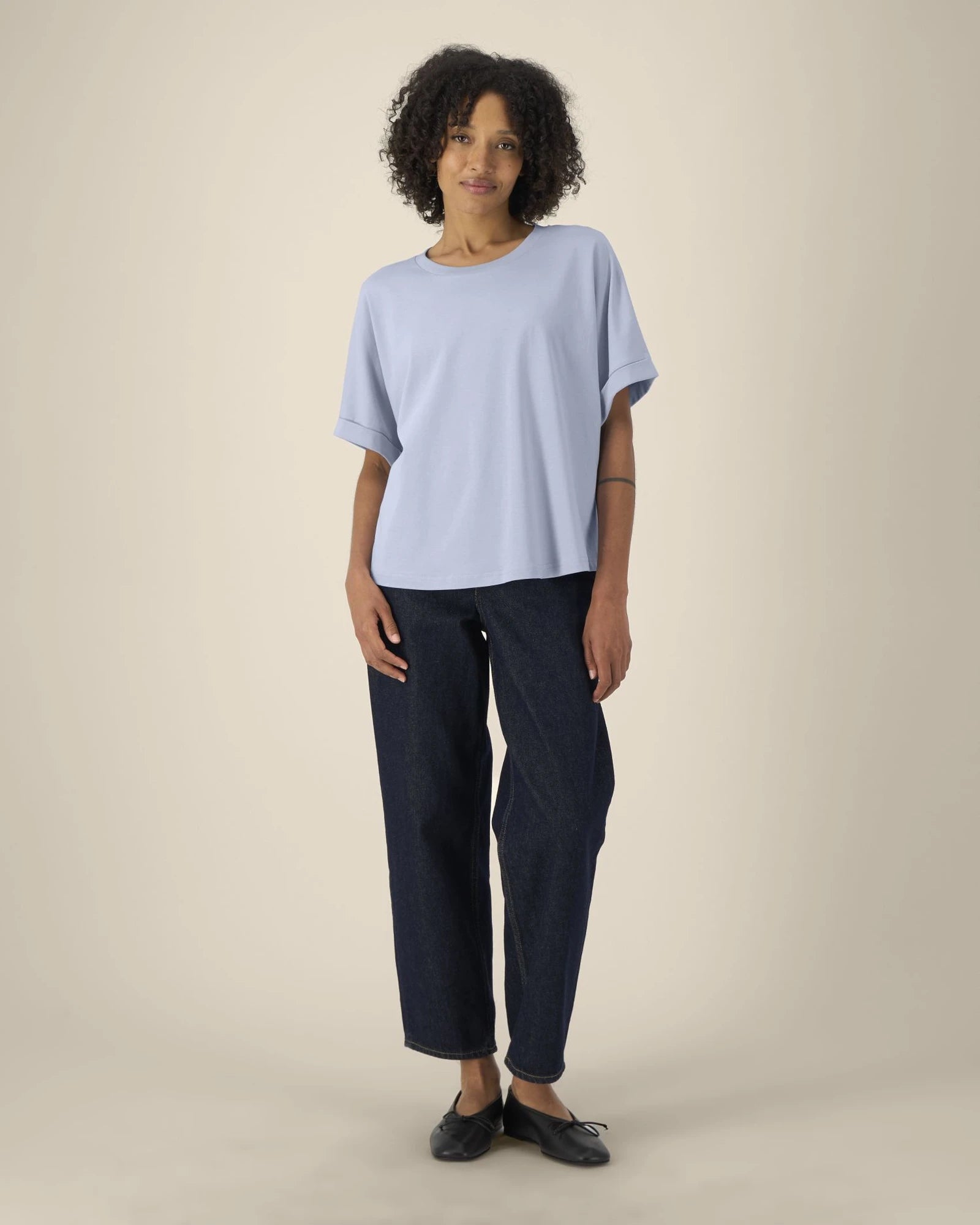 T-Shirt Oversized Bio-Baumwolle Stanley/Stella Collider zum Personalisieren - Serene Blau