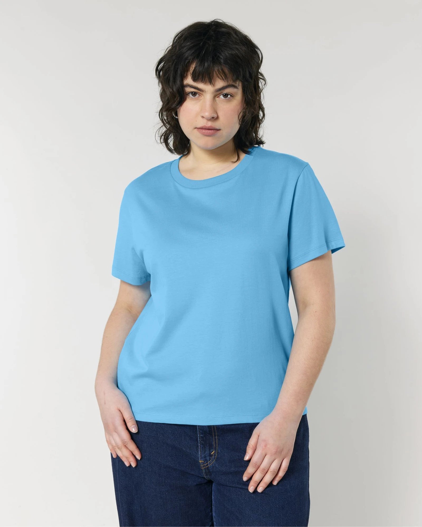 T-Shirt langarm Bio-Baumwolle Stanley/Stella Muser zum Personalisieren - Aqua Blau