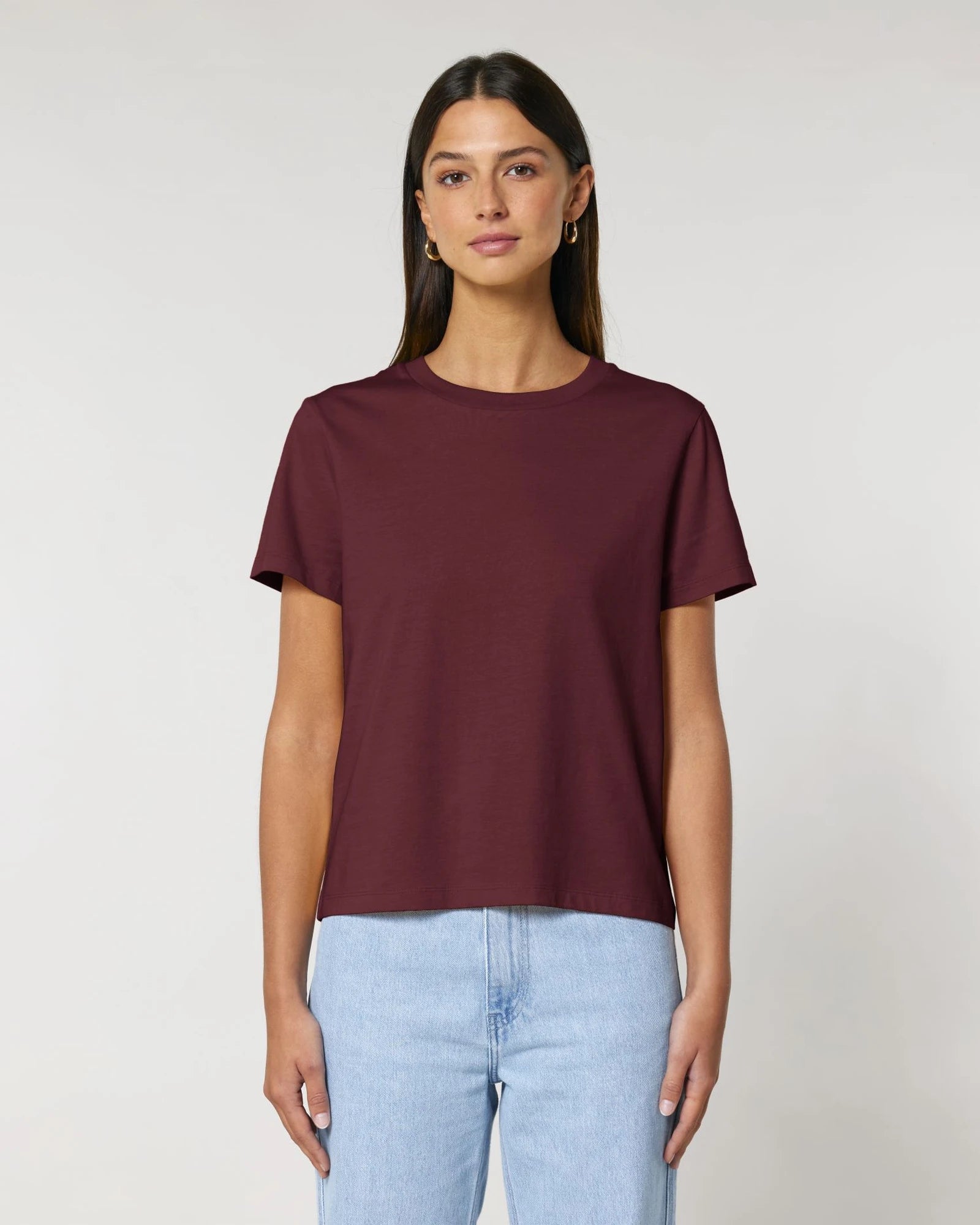 T-Shirt langarm Bio-Baumwolle Stanley/Stella Muser zum Personalisieren - Bordeaux