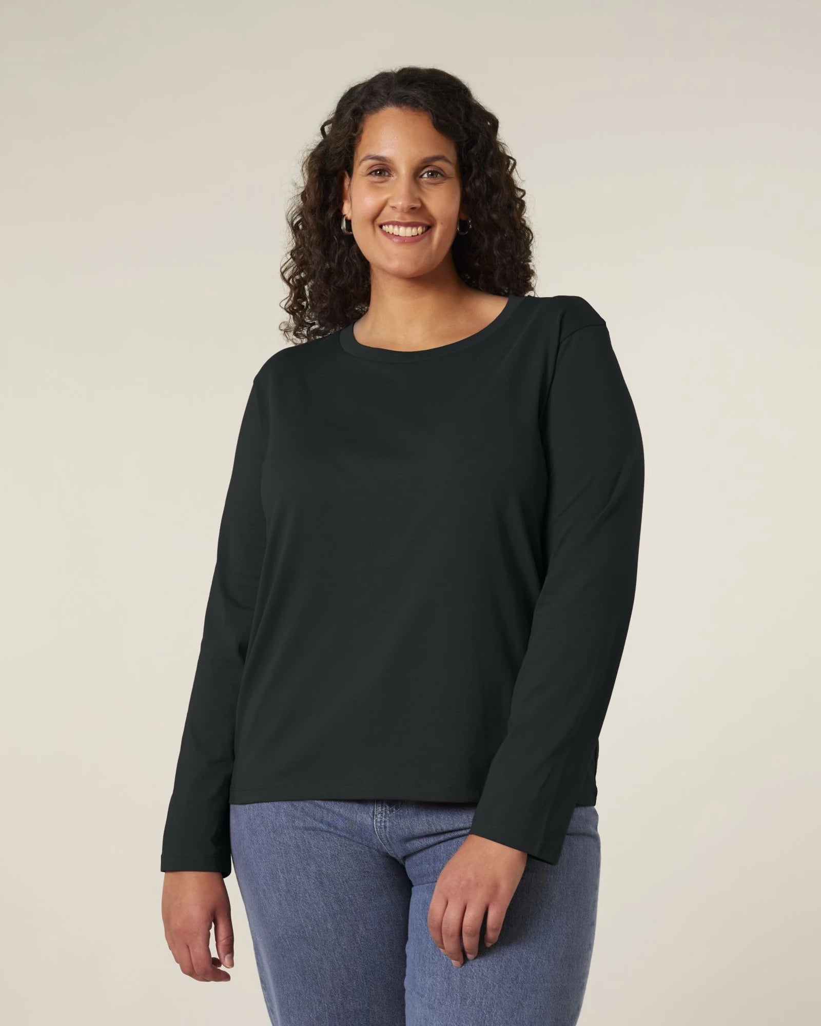 T-Shirt langarm Bio-Baumwolle Stanley/Stella Muser zum Personalisieren - Schwarz