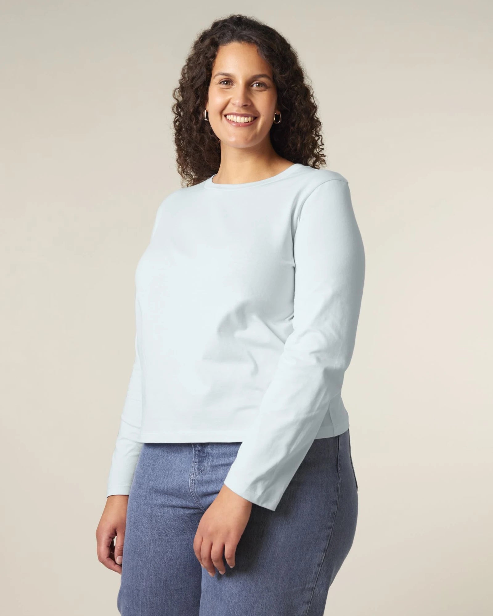 T-Shirt langarm Bio-Baumwolle Stanley/Stella Muser zum Personalisieren - Blaues Eis