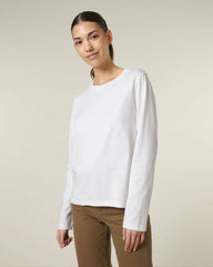 T-Shirt langarm Bio-Baumwolle Stanley/Stella Muser zum Personalisieren - Weiß