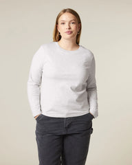 T-Shirt langarm Bio-Baumwolle Stanley/Stella Muser zum Personalisieren - Kühles Melange Grau
