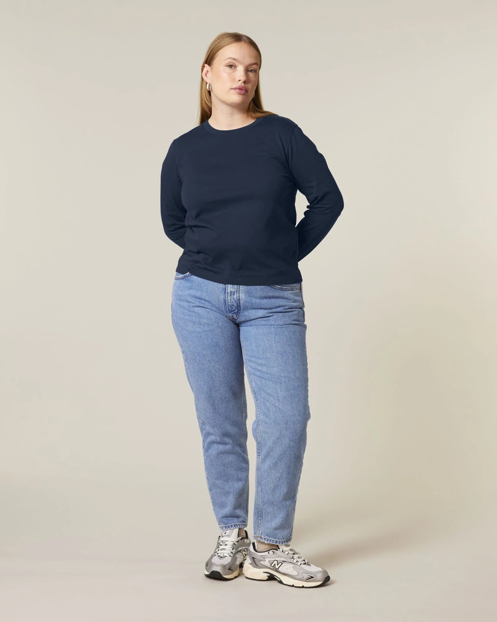 T-Shirt langarm Bio-Baumwolle Stanley/Stella Muser zum Personalisieren - Französische Marine