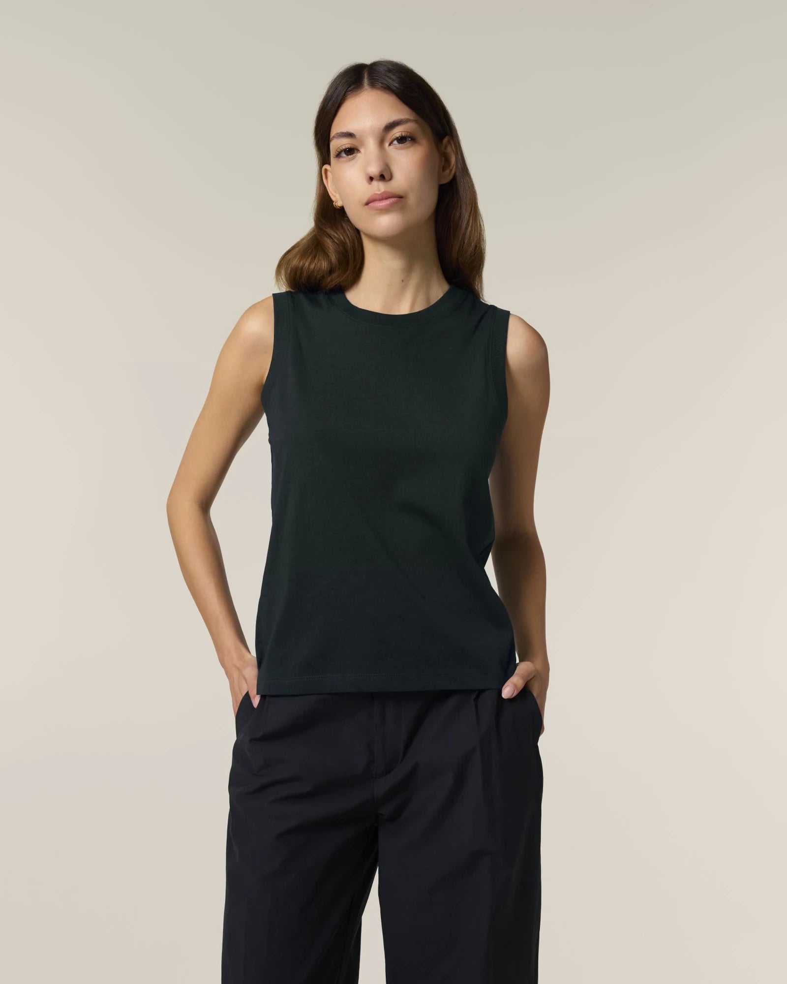 Damen-Tanktop Bio-Baumwolle Stanley/Stella Mia zum Personalisieren - Schwarz