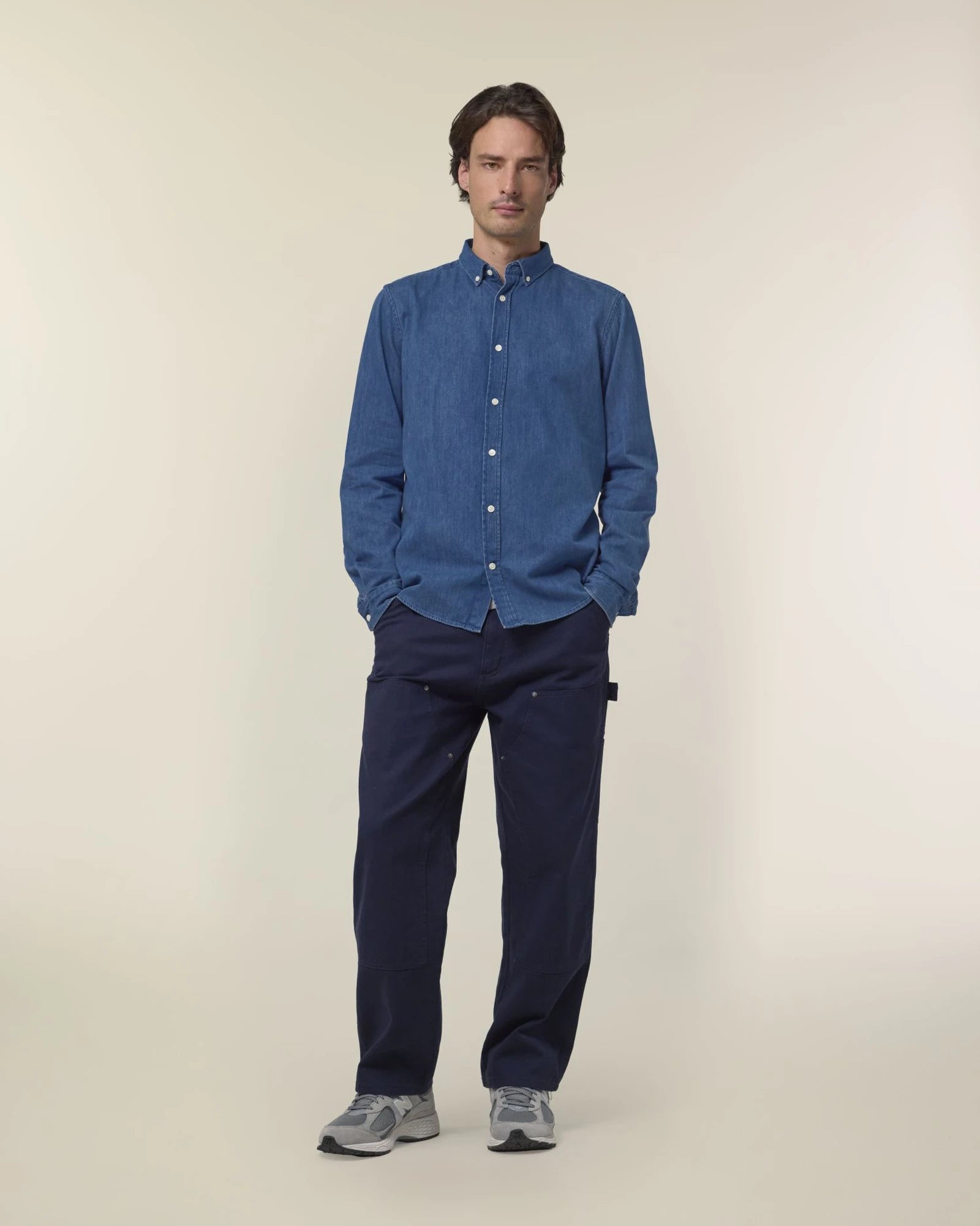 Hemd Denim Bio-Baumwolle Stanley/Stella zum Personalisieren - Mittelblau