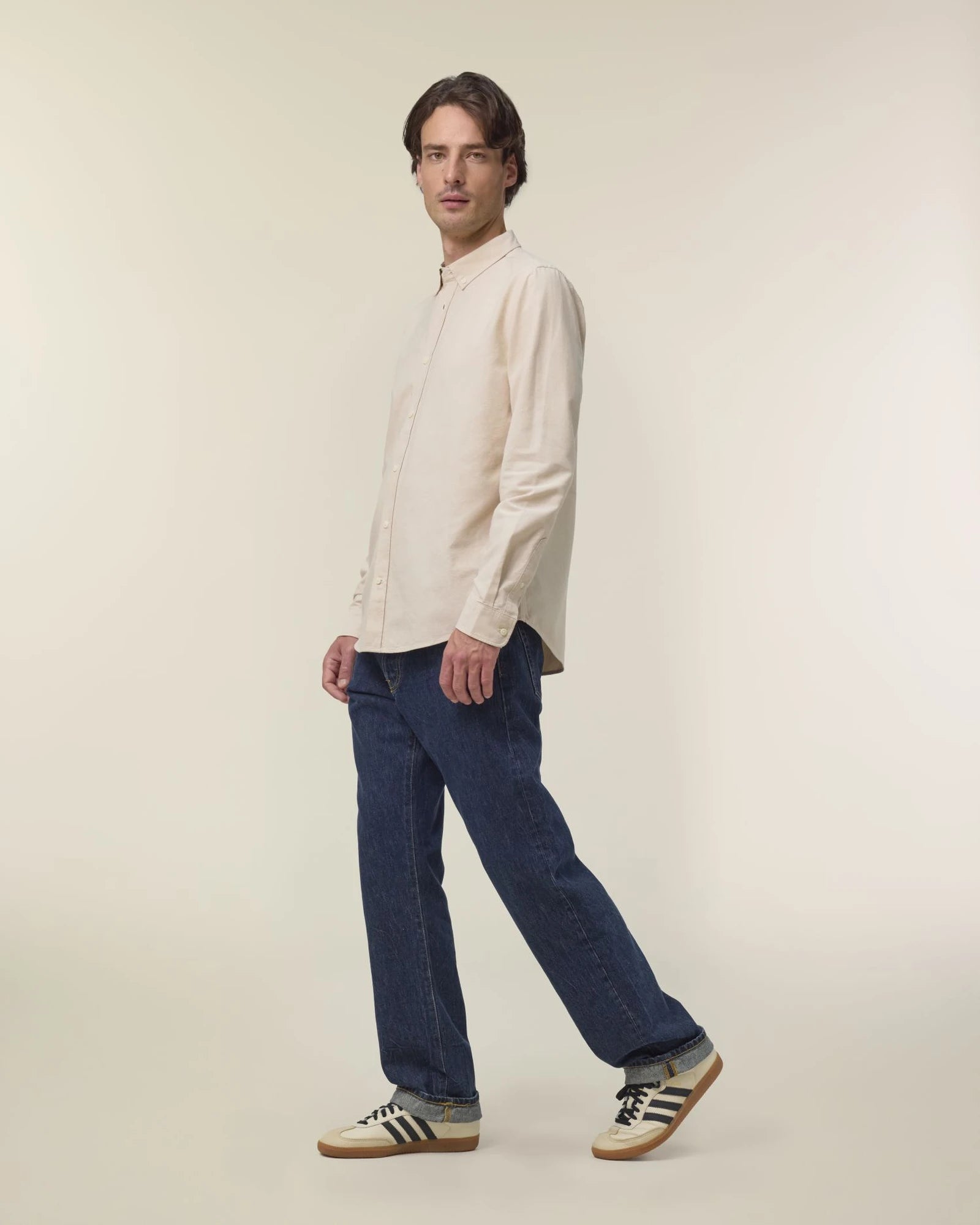 Hemd Bio-Baumwolle Stanley/Stella Oxford zum Personalisieren - Beige Oxford