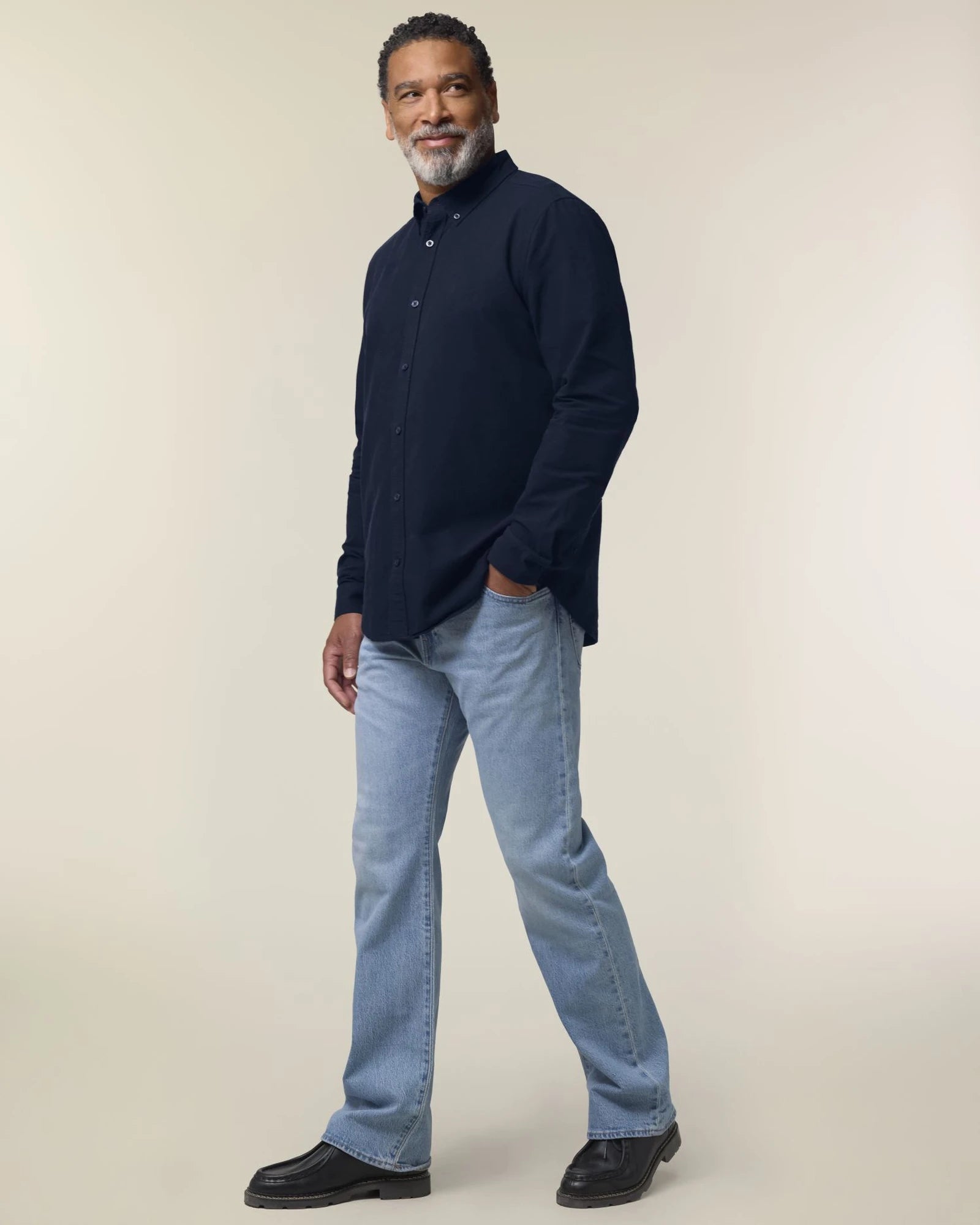 Hemd Bio-Baumwolle Stanley/Stella Oxford zum Personalisieren - Französische Marine