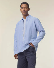 Hemd Bio-Baumwolle Stanley/Stella Oxford zum Personalisieren - Blaue Oxford