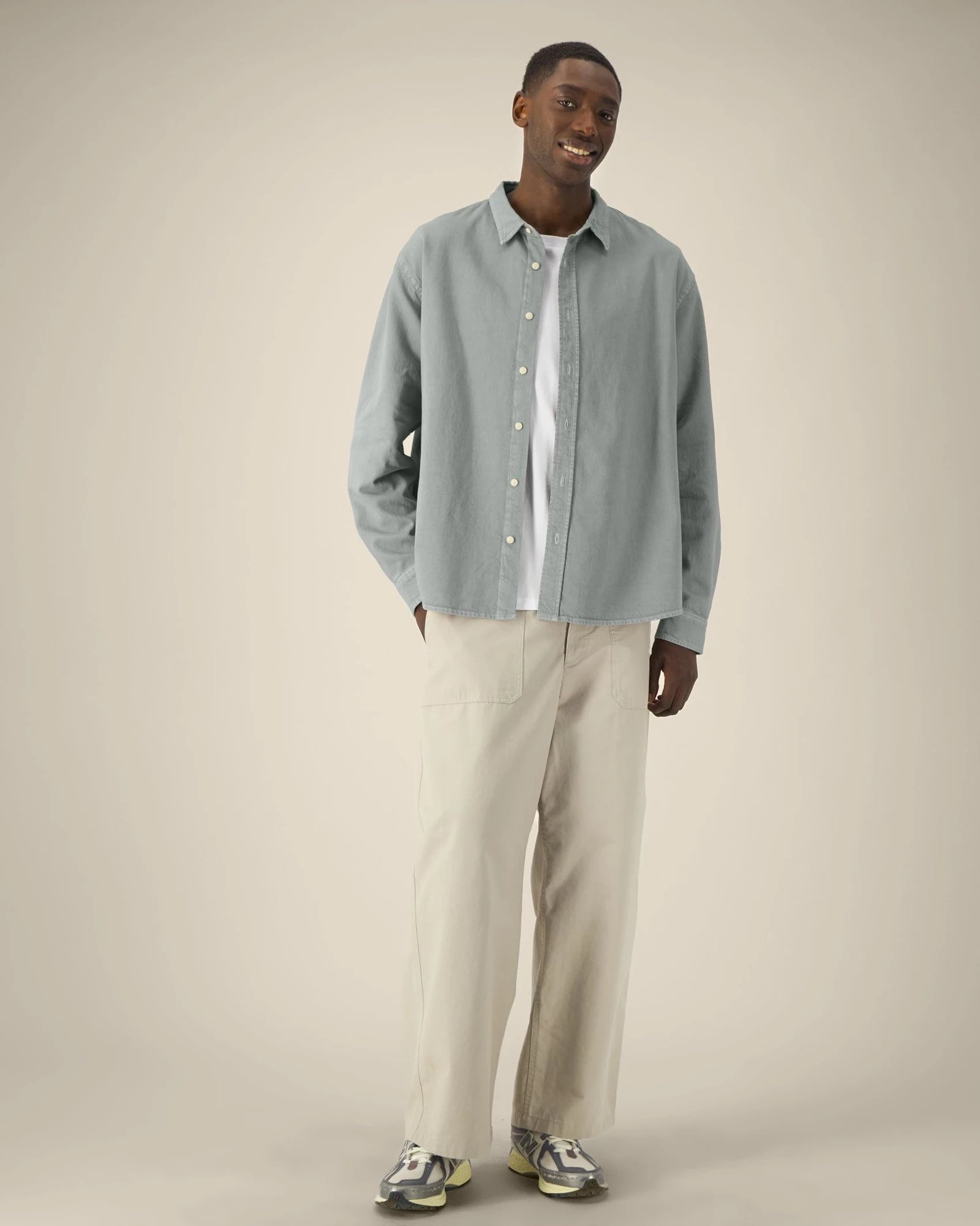 Worker Shirt Relaxed Fit Stanley/Stella zum Personalisieren - G. Gefärbtes Nebelgrau