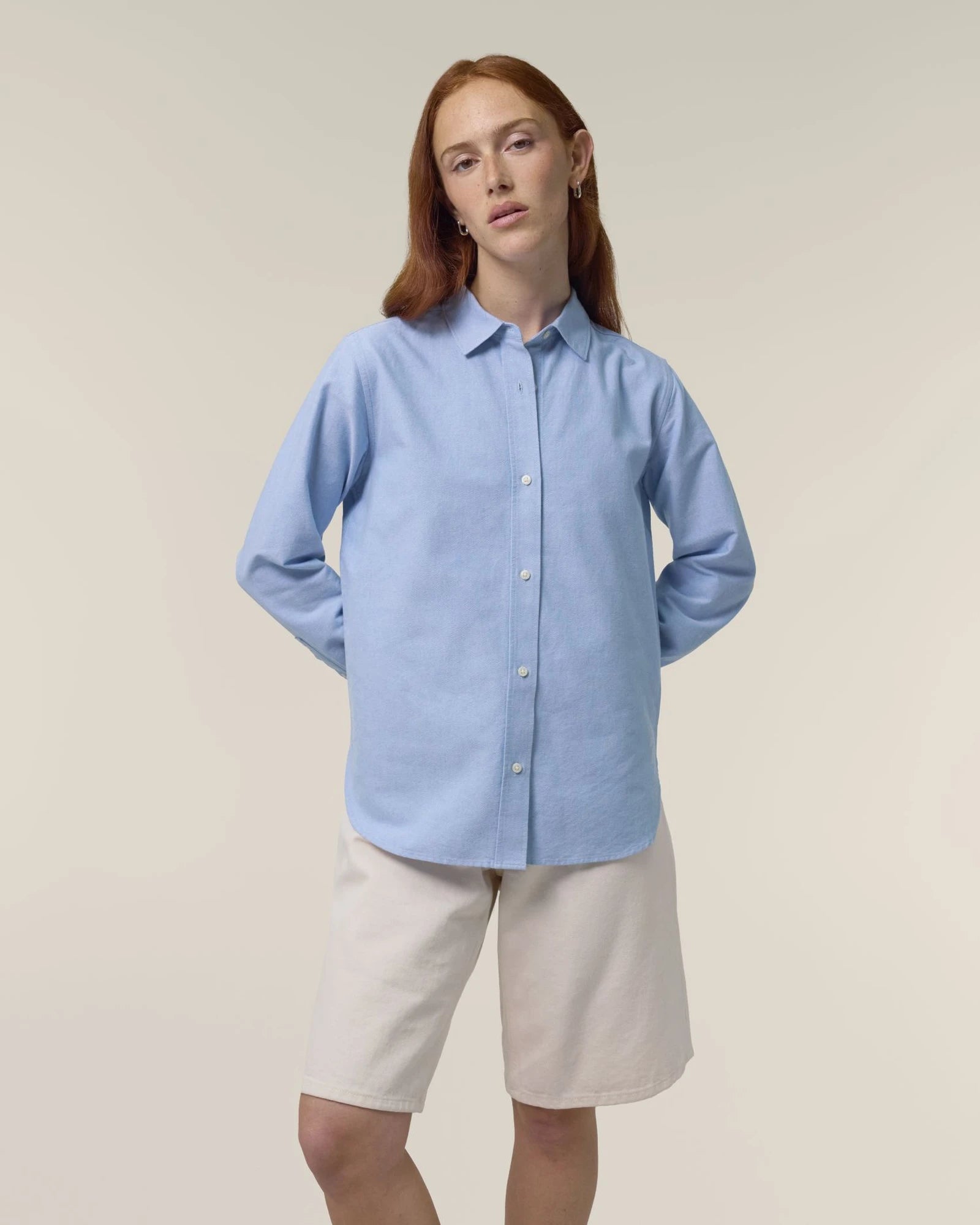 Oxford Shirt Medium Fit Stanley/Stella zum Personalisieren - Blaue Oxford
