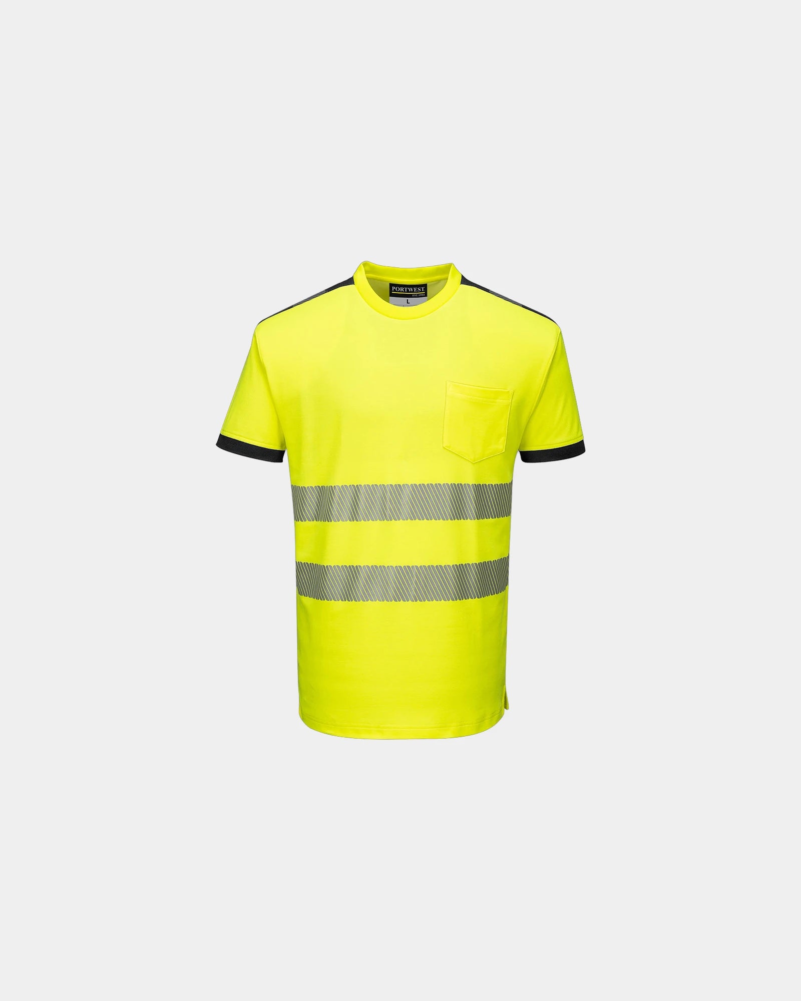 T-Shirt 55% Baumwolle Portwest HV PW3 zum Personalisieren - Gelb-Schwarz