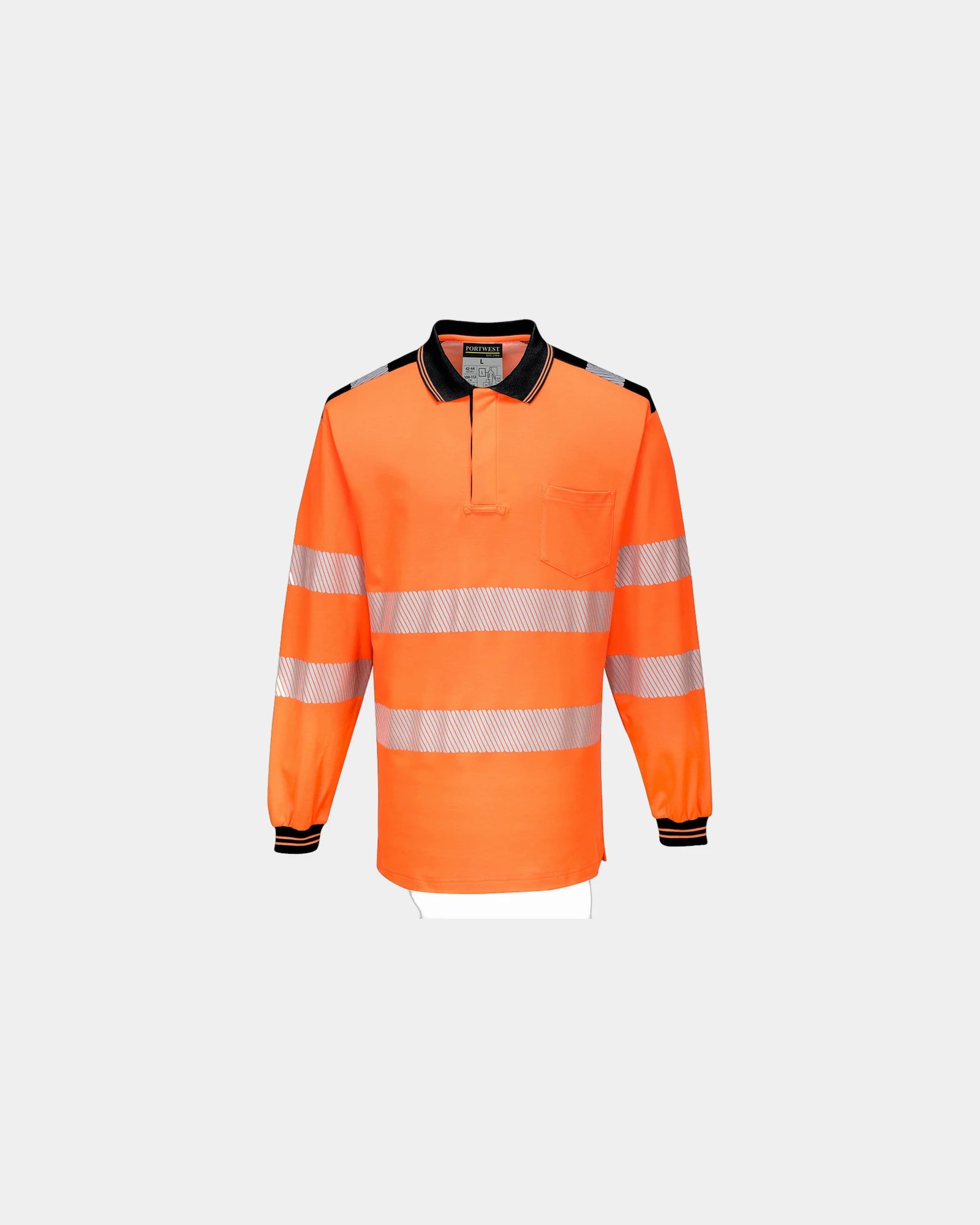 Poloshirt Hochsichtbarkeit langarm zum Personalisieren - Orange