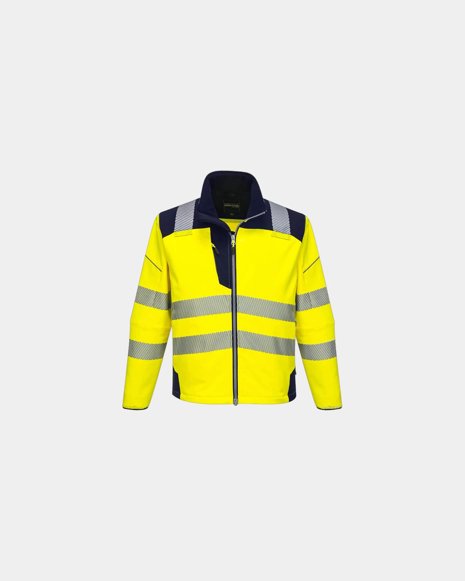 Softshell Hochsichtbarkeit PW3 zum Personalisieren - Gelb-Marineblau