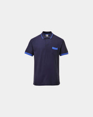 Poloshirt 210 g/m² Polyester Baumwolle Portwest Contrast zum Personalisieren - Marineblau