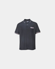 Poloshirt 210 g/m² Polyester Baumwolle Portwest Contrast zum Personalisieren - Schwarz-Himmelblau