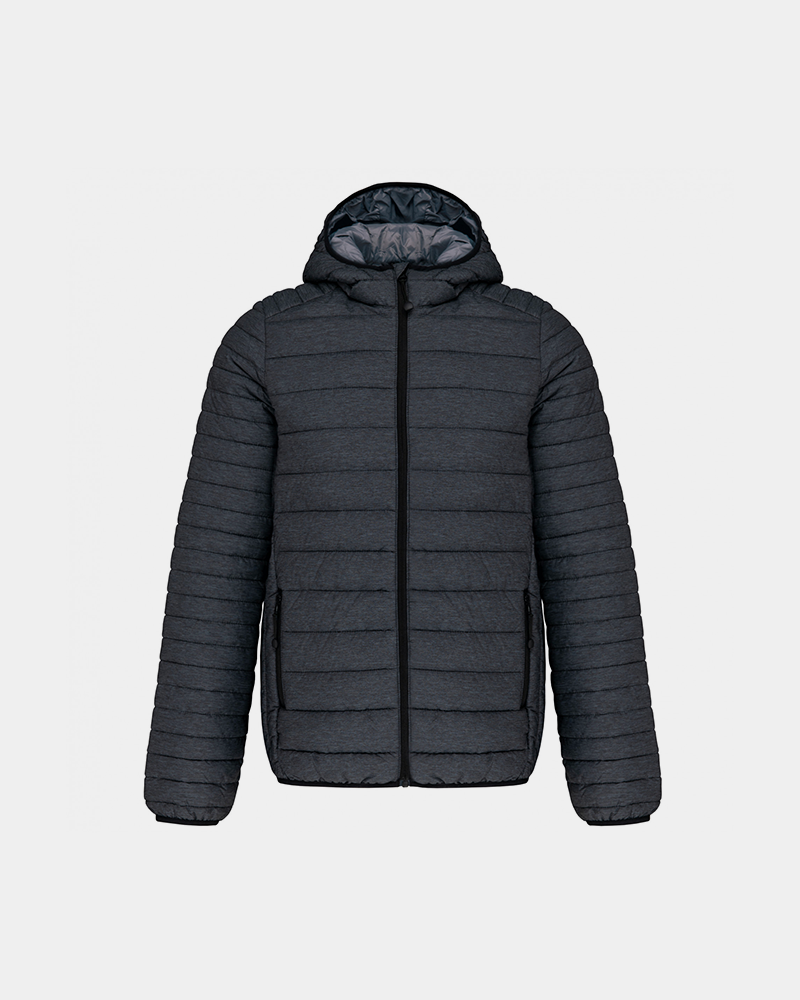 Herren-Daunenjacke mit Kapuze zum Personalisieren - Dunkelgrau