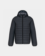 Herren-Daunenjacke mit Kapuze zum Personalisieren - Dunkelgrau
