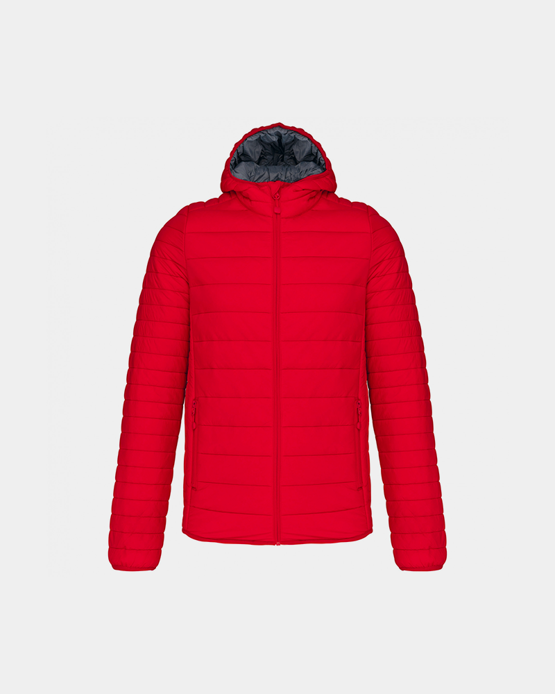 Herren-Daunenjacke mit Kapuze zum Personalisieren - Rot